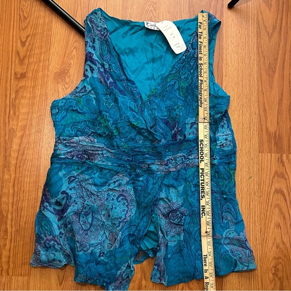 CAITE WOMAN Top Sleeveless Size 1X Blue Paisley Print Babydoll Fairy Whimsy NEW - Picture 11 of 11